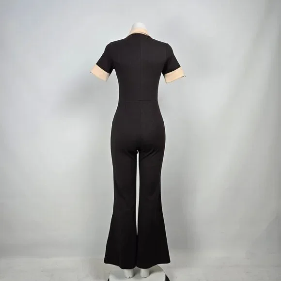 The Hippie Shake Brown Flare Leg Jumpsuit Size 6 - Picture 9 of 12